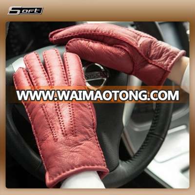 new style sheepskin women leather heated driving gloves